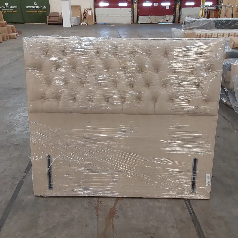 BAGGED DESIGNER 150cm KING SIZE FABRIC UPHOLSTERED HEADBOARD - BIEGE 