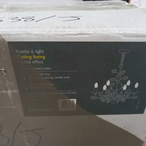 JOHN LEWIS YVETTE 6 LIGHT CEILING FITTING - NICKEL EFFECT