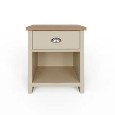 BOXED GFW LANCASTER SINGLE DRAWER SINGLE SHELF CREAM LAMP TABLE (1 BOX)