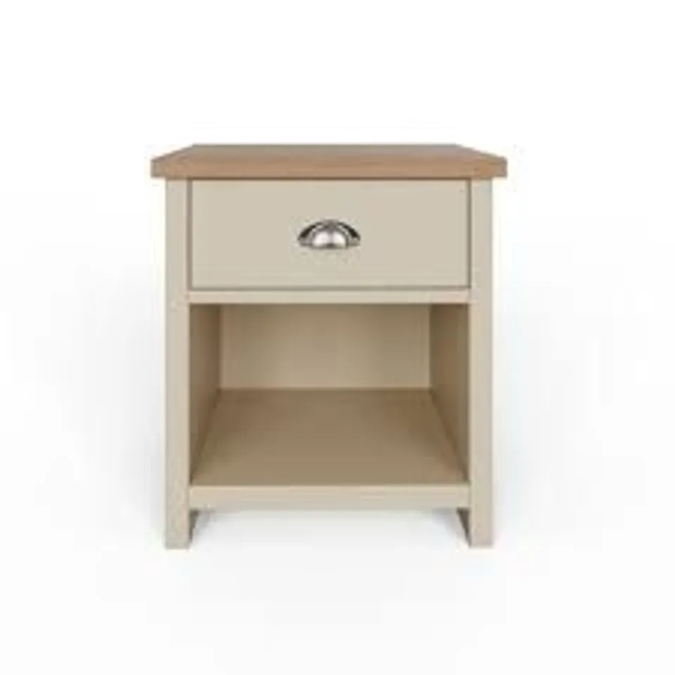 BOXED GFW LANCASTER SINGLE DRAWER SINGLE SHELF CREAM LAMP TABLE (1 BOX)