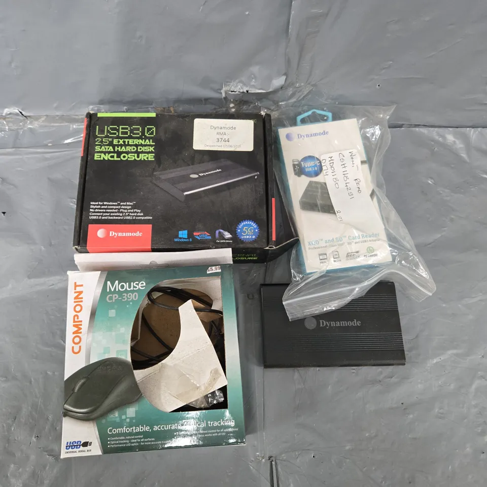 APPROXIMATELY 15 ASSORTED ELECTRICAL PRODUCTS TO INCLUDE MICE, ENCLOSURES ETC - COLLECTION ONLY 