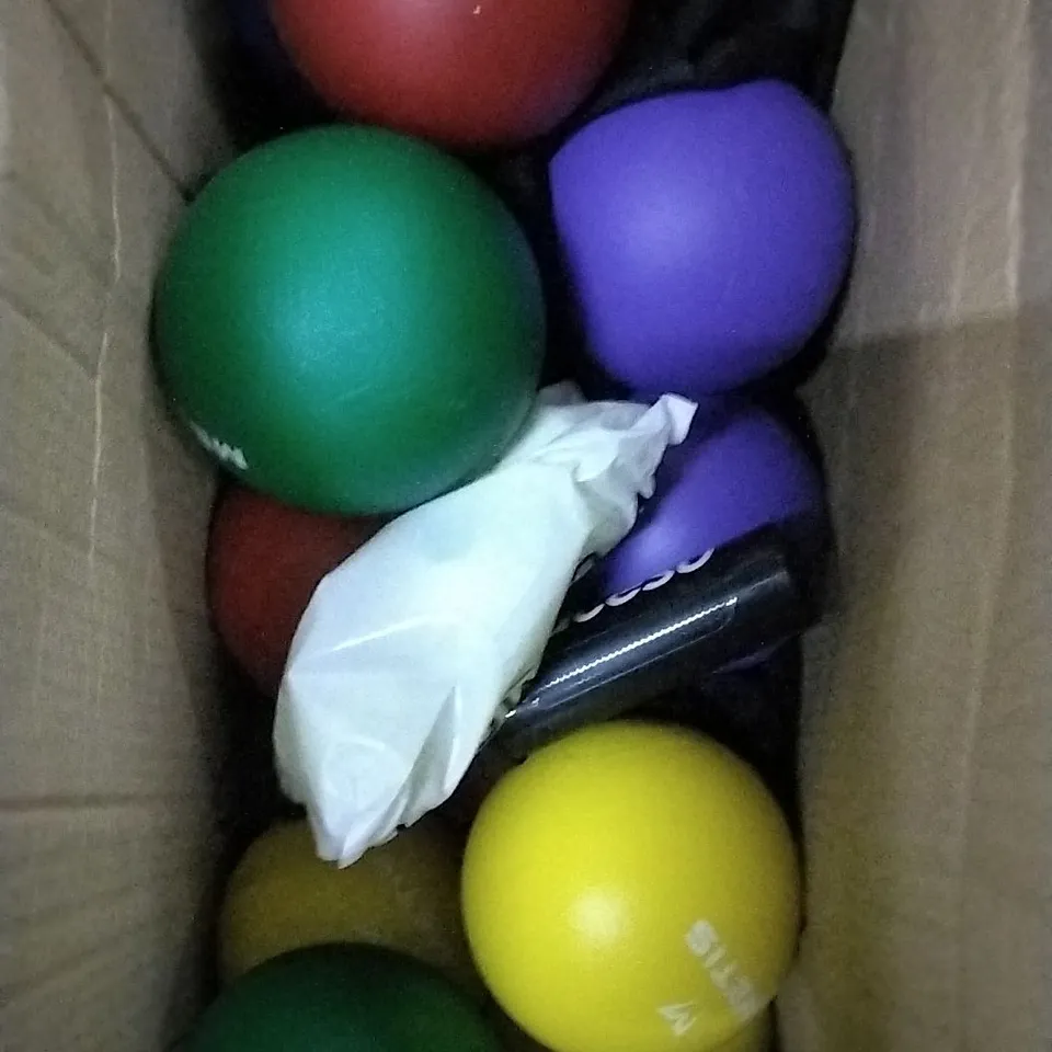 BOX OF APPROXIMATELY 12 ASSORTED METIS DODGE BALLS 