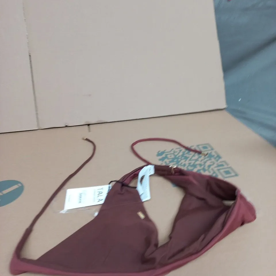 TALA CONTRAST TWIST BIKINI TOP – DEEP RUST, SIZE MEDIUM
