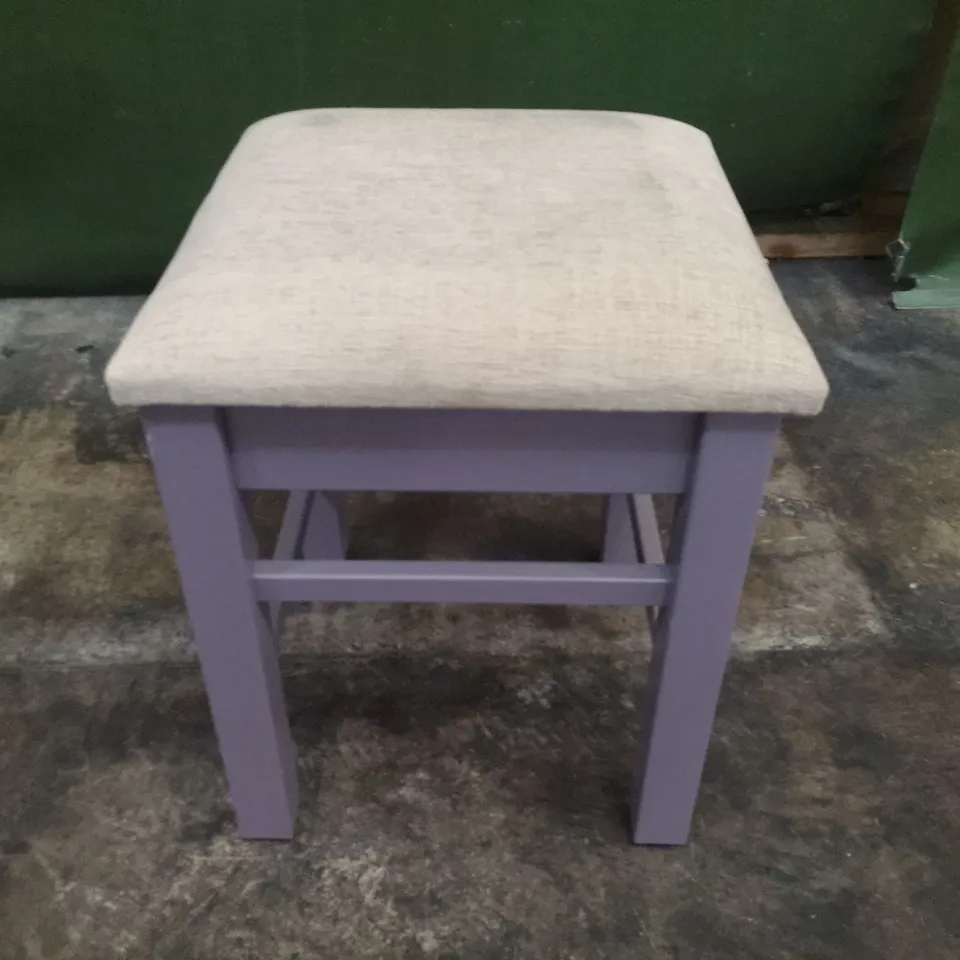 DESIGNER LAVENDER WOOD/CREAM FABRIC DRESSING TABLE STOOL