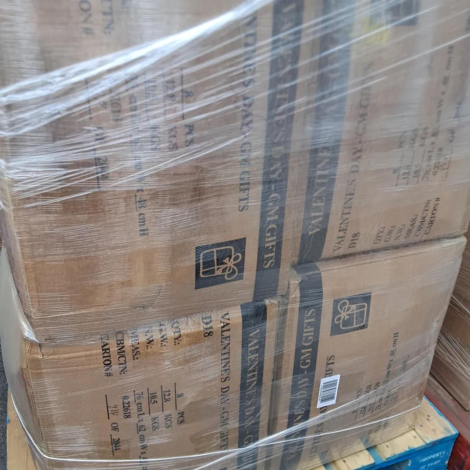 PALLET CONTAINING APPROXIMATELY 32 BRAND NEW WITH LOVE VALENTINES PLUSHY BEARS - ASSORTED COLOURS 