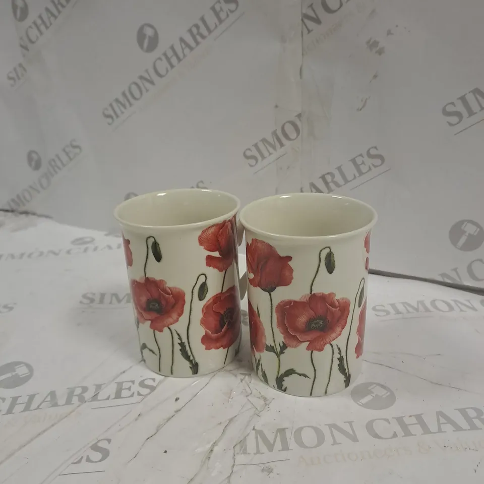 BOXED SET OF 4 MUGS TO INCLUDE 2 POPPY MUGS, 2 DAFFODIL MUGS