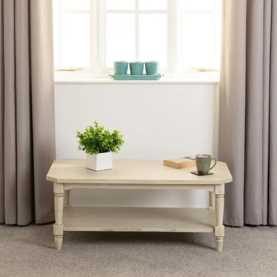 BOXED SECONIQUE CHANTILLY COFFEE TABLE - ANTIQUE WHITE (1 BOX)