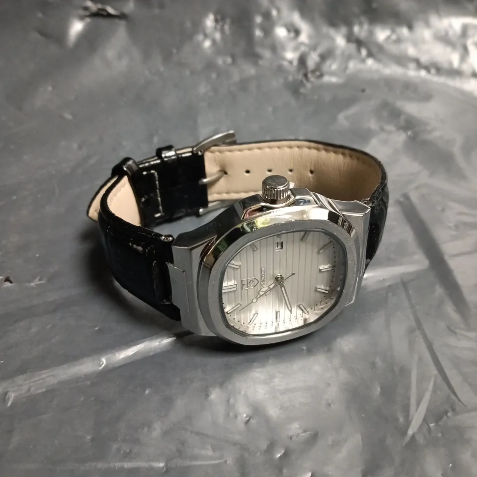 MENS FRANK SCHMIDT WATCH – TEXTURED DIAL WITH DATE – LEATHER STRAP