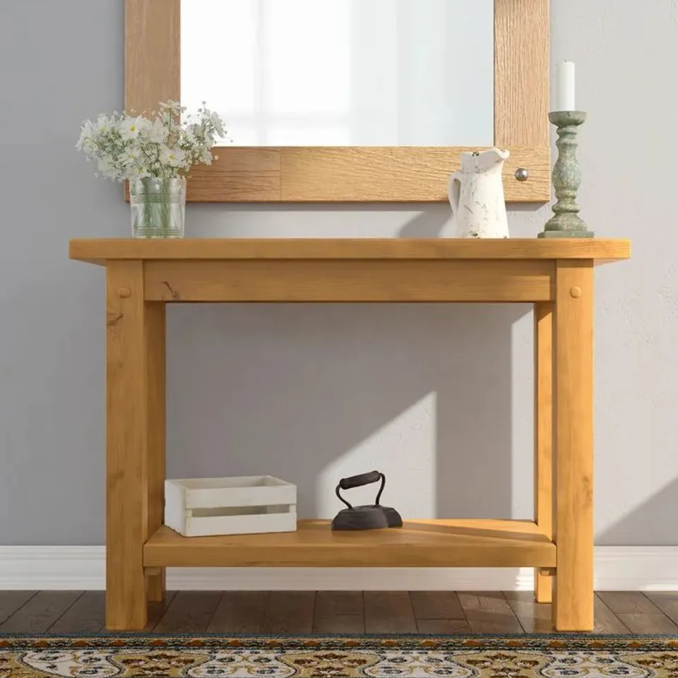 BOXED ALITH 110CM SOLID WOOD CONSOLE TABLE