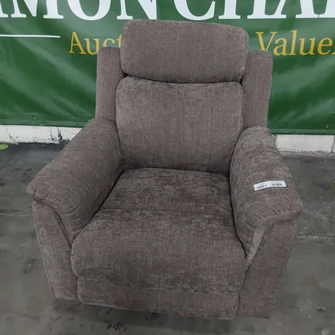 DESIGNER POWER RECLINING EASY CHAIR GREY FABRIC