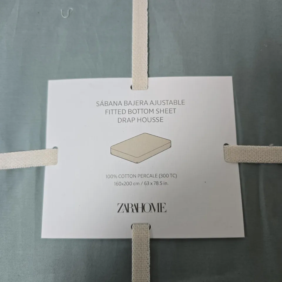 ZARA HOME FITTED BOTTOM SHEET – 160 X 200 CM – 100% COTTON PERCALE, GREY