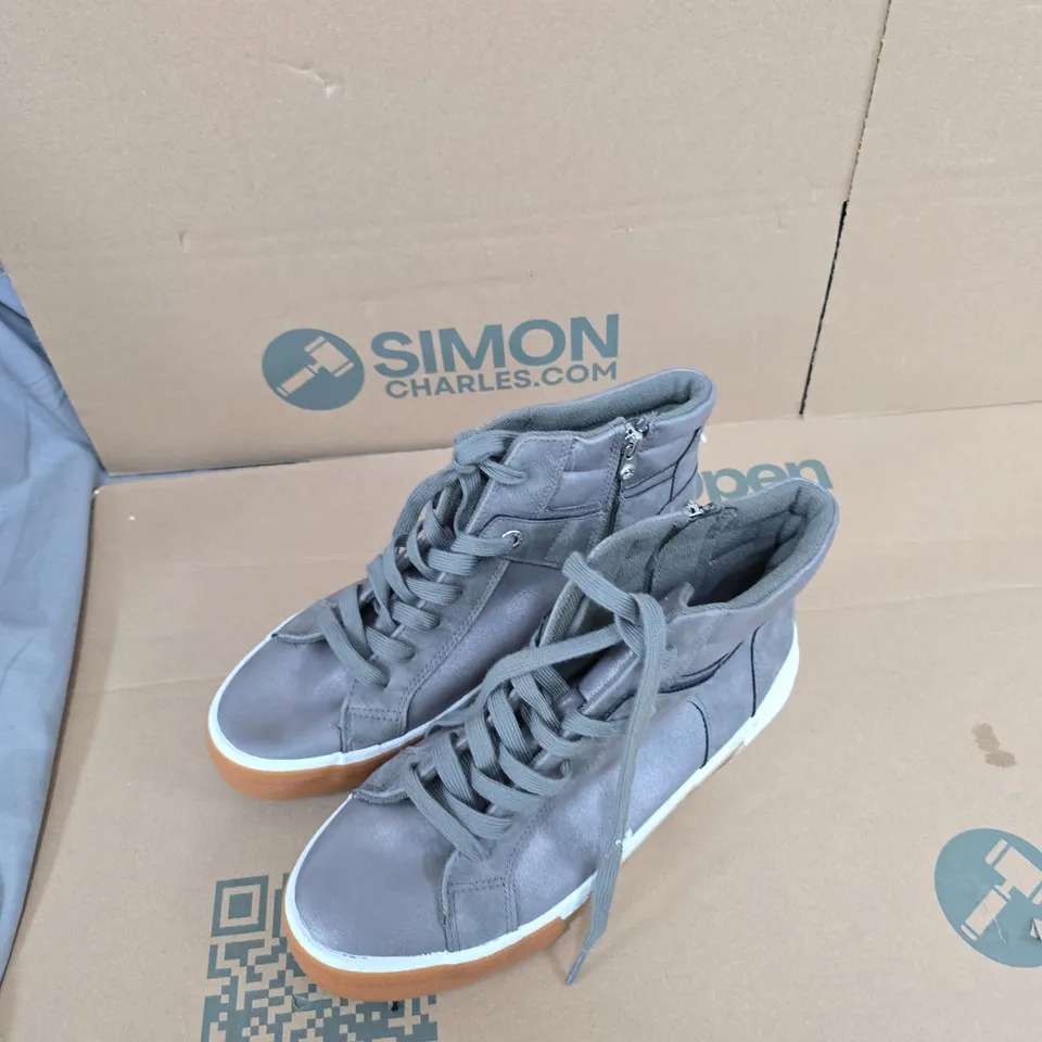 BLOWFISH MALIBU GREY HIGH-TOP SNEAKERS WITH SIDE ZIP UK 8