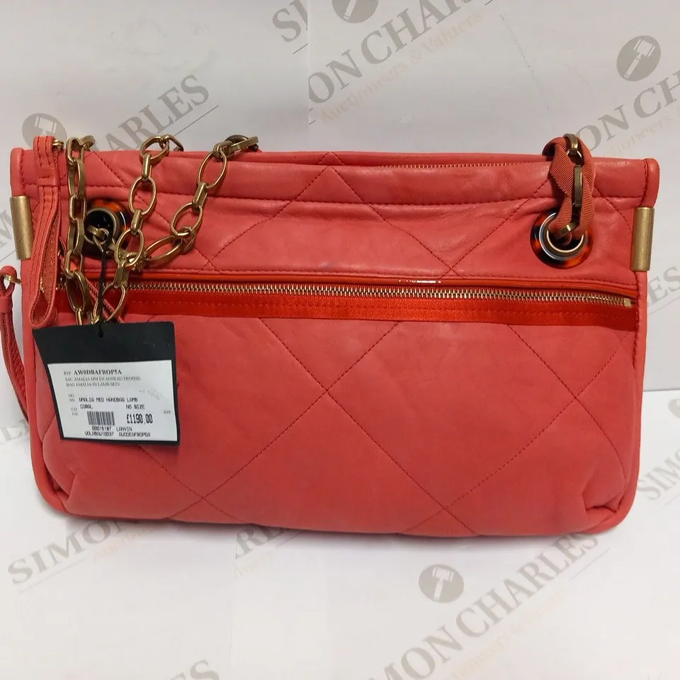 LANVIN PARIS AMALIA CORAL MEDIUM HANDBAG IN LAMBSKIN