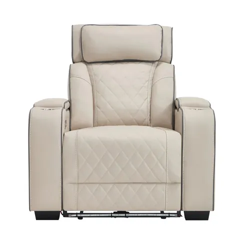 BOXED CAPRI AIR LEATHER AUTO RECLINER SOFA (3 BOXES)