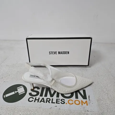 STEVE MADDEN WHITE RHINESTONE SLINGBACK HEELS – WOMEN'S SHOES - SIZE EUR 42
