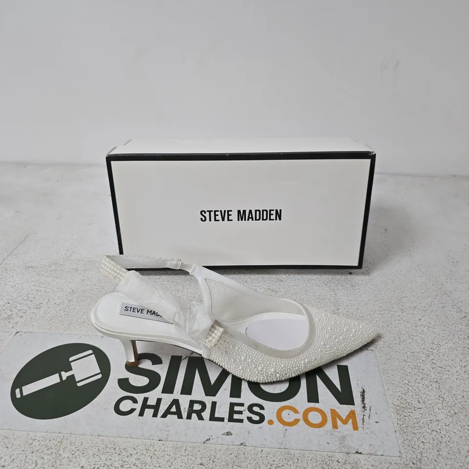 STEVE MADDEN WHITE RHINESTONE SLINGBACK HEELS – WOMEN'S SHOES - SIZE EUR 42