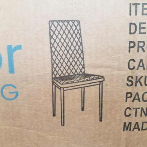 BOXED INDOOR LIVING EMILY DIAMOND HIGH BACK DINING CHAIRS (SET OF 2) - GREY