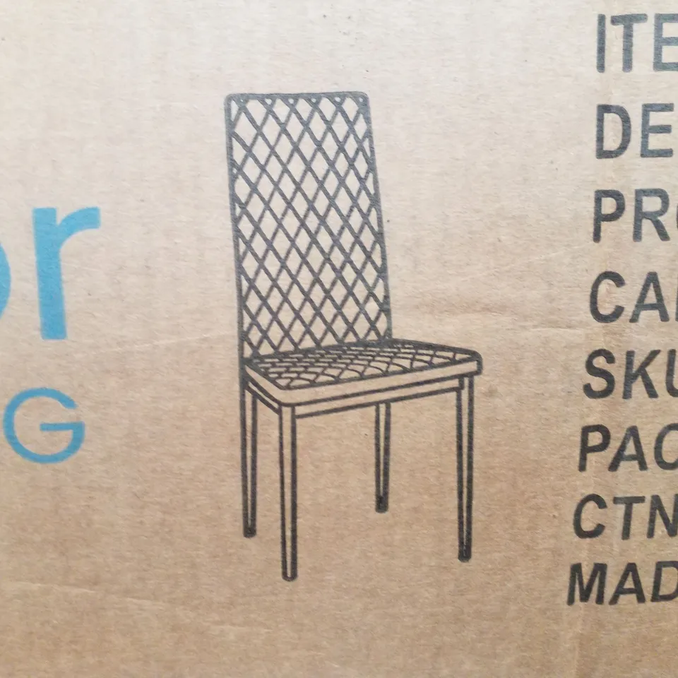 BOXED INDOOR LIVING EMILY DIAMOND HIGH BACK DINING CHAIRS (SET OF 2) - GREY