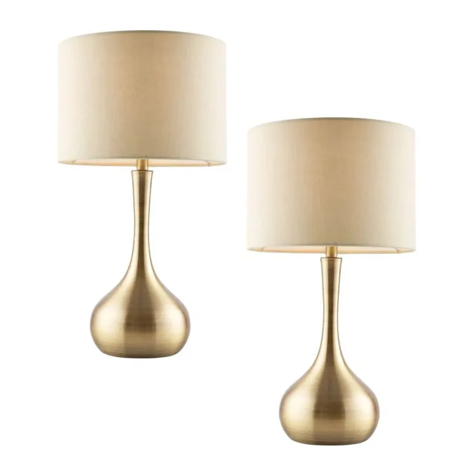 BOXED BULVERDE 42cm GOLDEN TABLE LAMP SET  - SET OF 2 (2 BOXES)