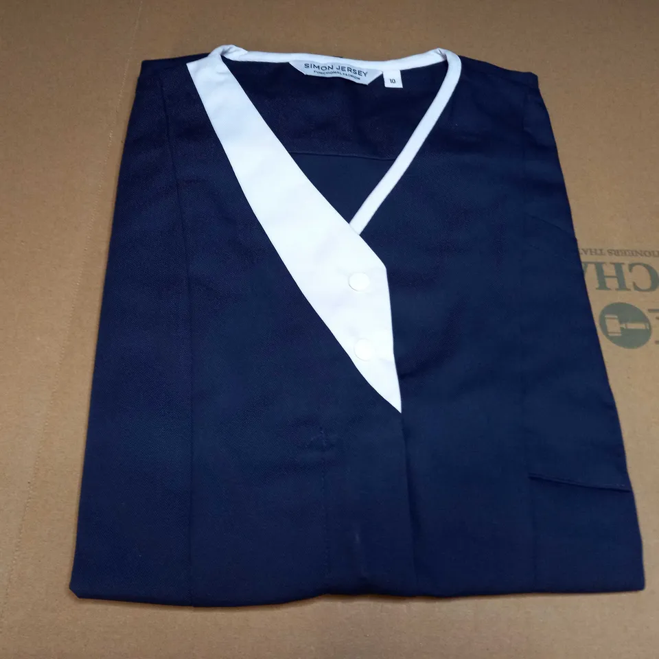 SIMON JERSEY WOMEN'S ZIP FRONT TUNIC, NAVY WITH WHITE TRIM
