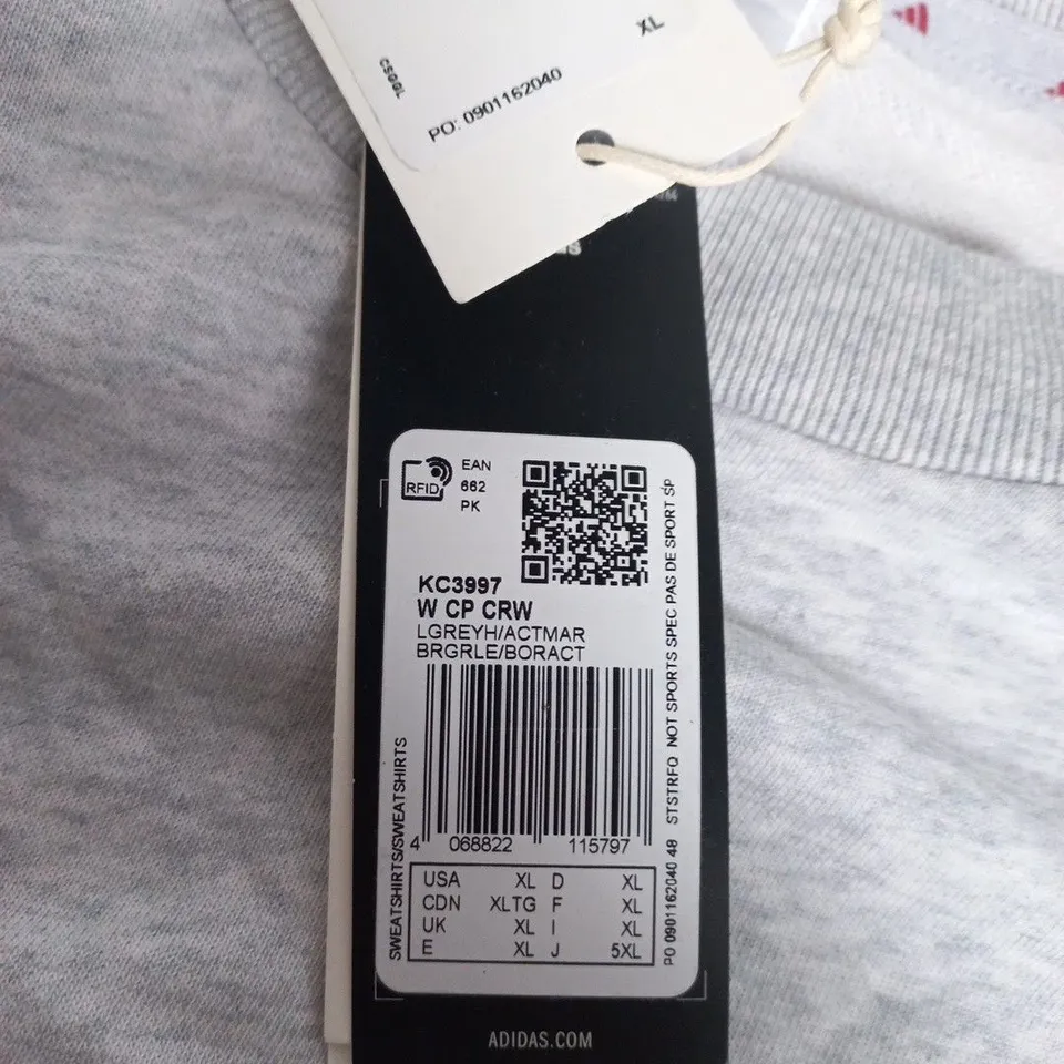ADIDAS SWEATSHIRT – GREY, XL (UK 20-22)