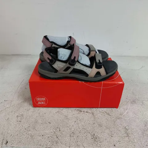 BOXED PAIR OF URBAN JACKS MANDY SHOES IN PINK/BLACK - SIZE 38