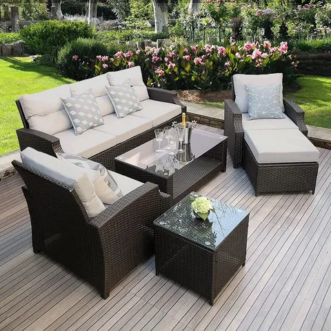 COOPERTOWN 6 - PERSON SEATING GROUP WITH CUSHIONS (2 BOXES)