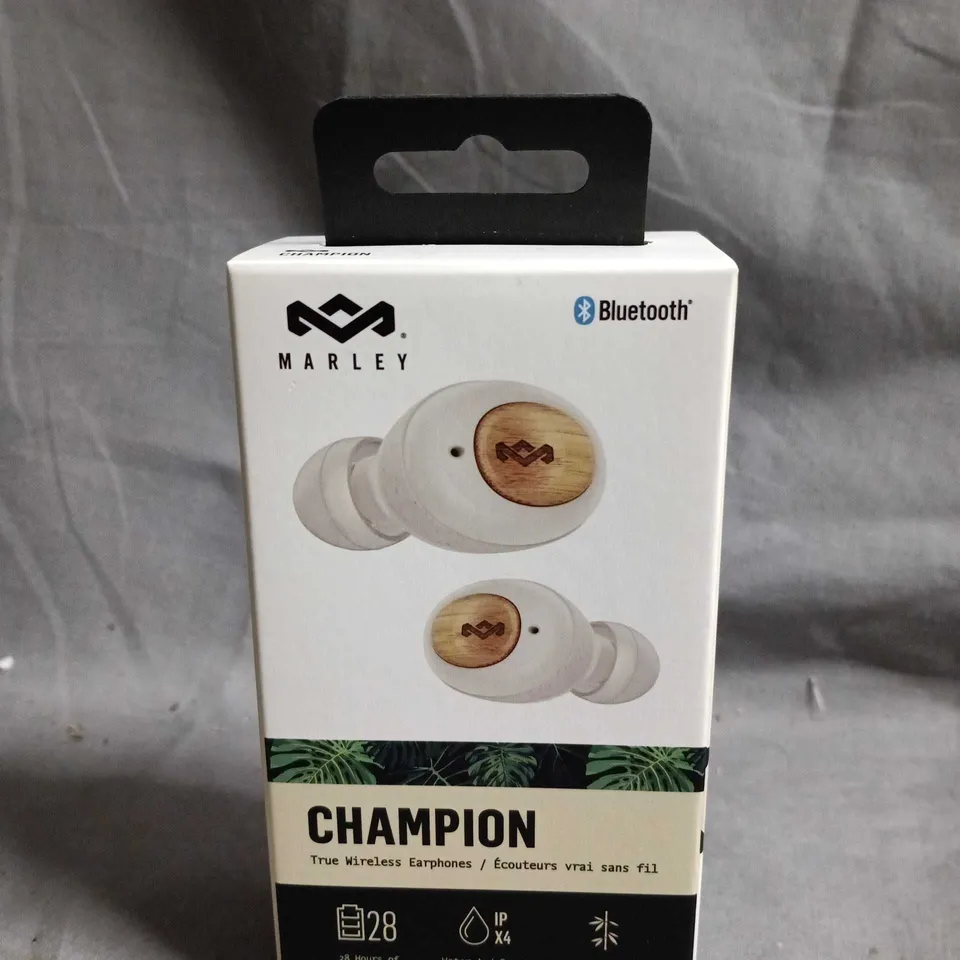 BOXED AND SEALED HOUSE OF MARLEY CHAMPION WIRELESS BLUETOOTH EARPHONES