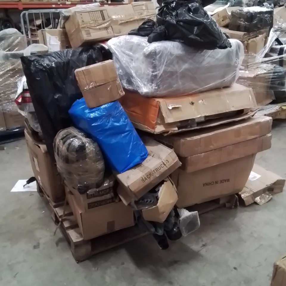 PALLET CONTAINING NEO PRODUCTS AND OTHER ASSORTED HOUSEHOLD GOODS TO INCLUDE;GAMING CHAIR,FAN,SUITCASE,TROLLEY 
