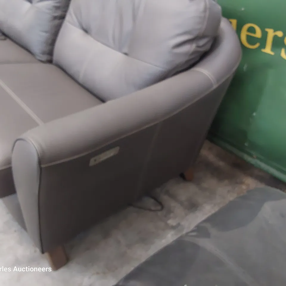 QUALITY G-PLAN BRITISH MADE HARDWOOD FRAMED HATTON THREE SEATER FORMAL CAMBRIDGE EARTH LEATHER POWER RECLINING SOFA