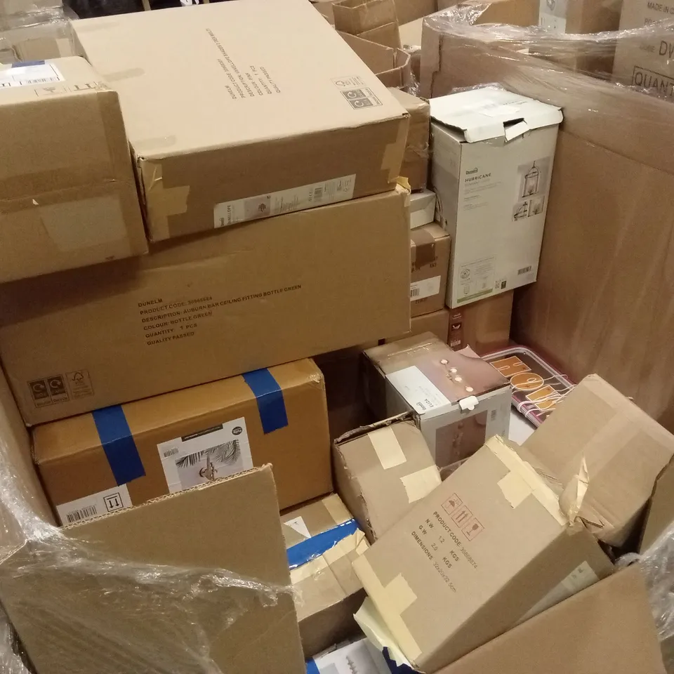 PALLET TO CONTAIN APPROXIMATELY 37 DESIGNER INDOOR LIGHTING PRODUCTS TO INCLUDE; WALL LIGHTS, LAMPS, CEILING LIGHTS ETC