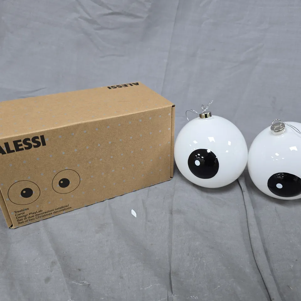 ALESSI SET OF TWO CHRISTMAS ORNAMENTS IN BLOWN GLASS HAND-PAINTED
