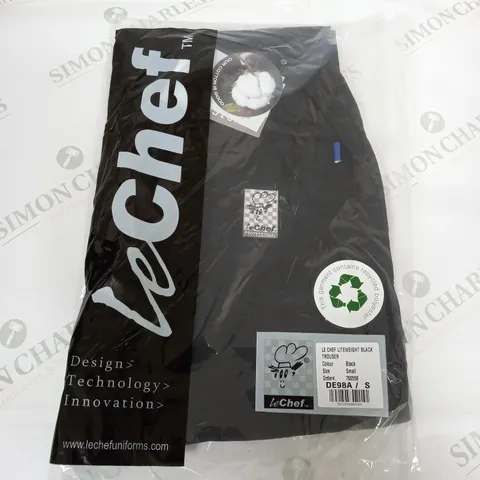 SEALED LE CHEF LIGHTWEIGHT BLACK TROUSER - SMALL