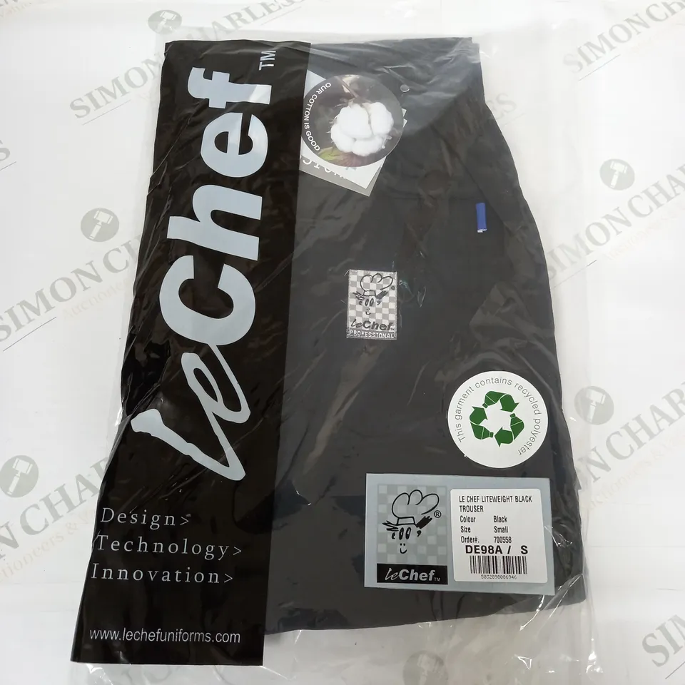 SEALED LE CHEF LIGHTWEIGHT BLACK TROUSER - SMALL