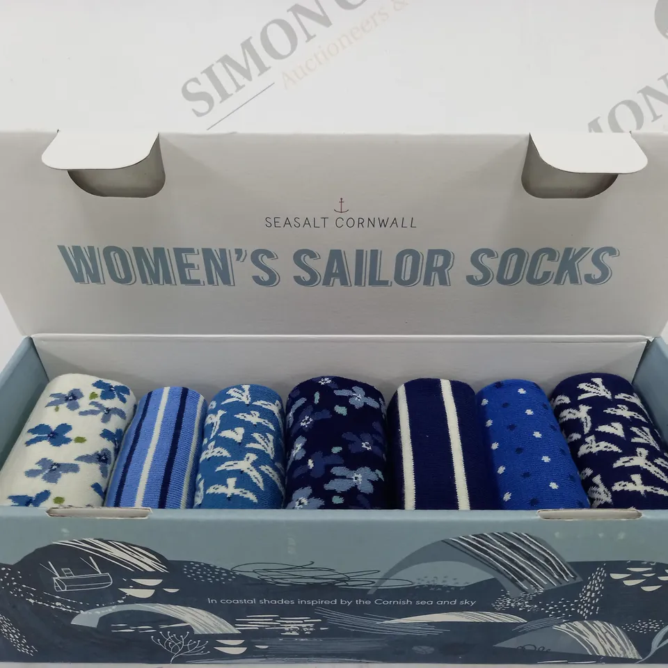 BOXED SEA SALT CORNWALL WOMENS SAILOR SOCKS - SIZE 4-7