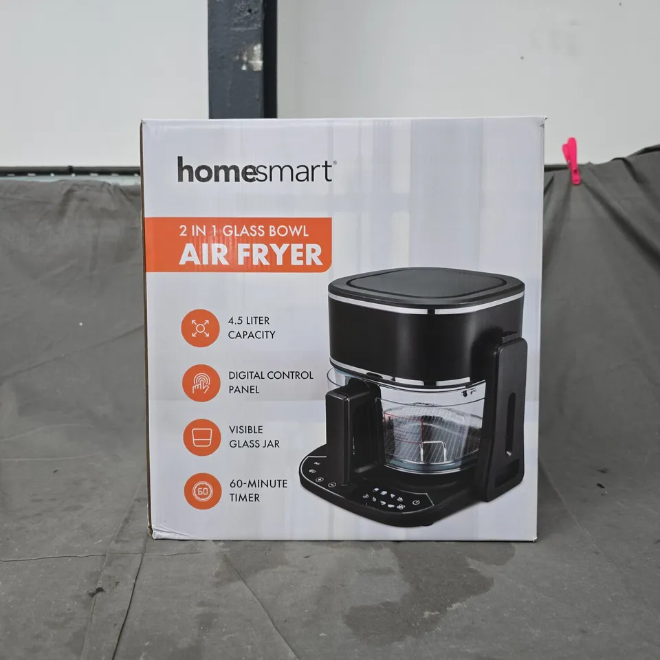 BOXED HOMESMART 2-IN-1 GLASS BOWL AIR FRYER
