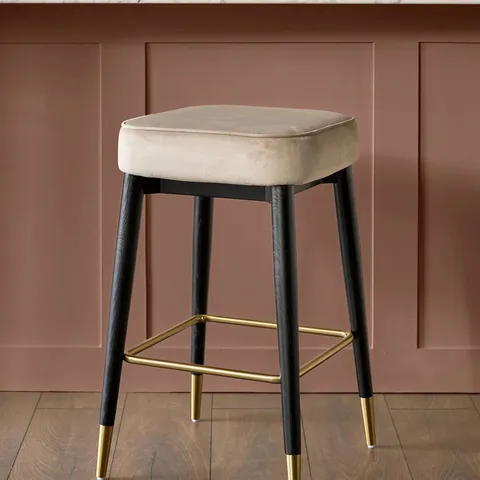 BOXED DANETTI CLOVER CHAMPAGNE VELVET BACKLESS BAR STOOL