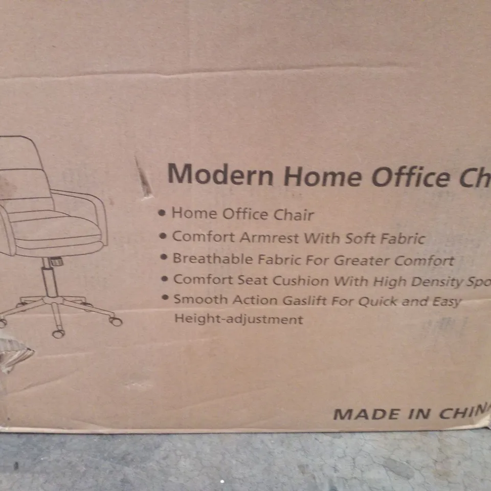 BOXED WHITE WOOLEN MODERN OFFICE CHAIR 