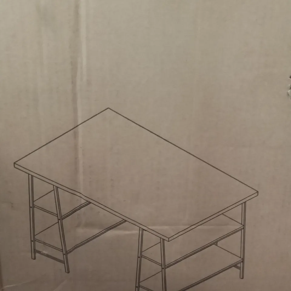 BOXED BHOME 120CM COMPUTER DESK - NATURAL/WHITE METAL