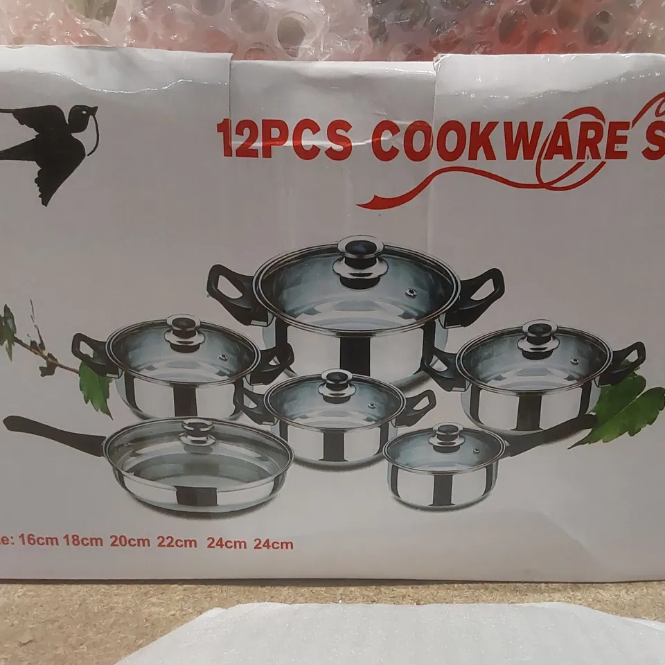 BOXED 12PC STAINLESS STEEL COOKWARE SET