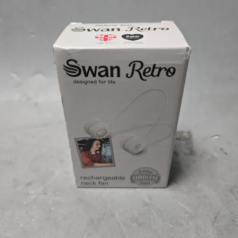 BOXED SWAN RETRO RECHARGEABLE NECK FAN 
