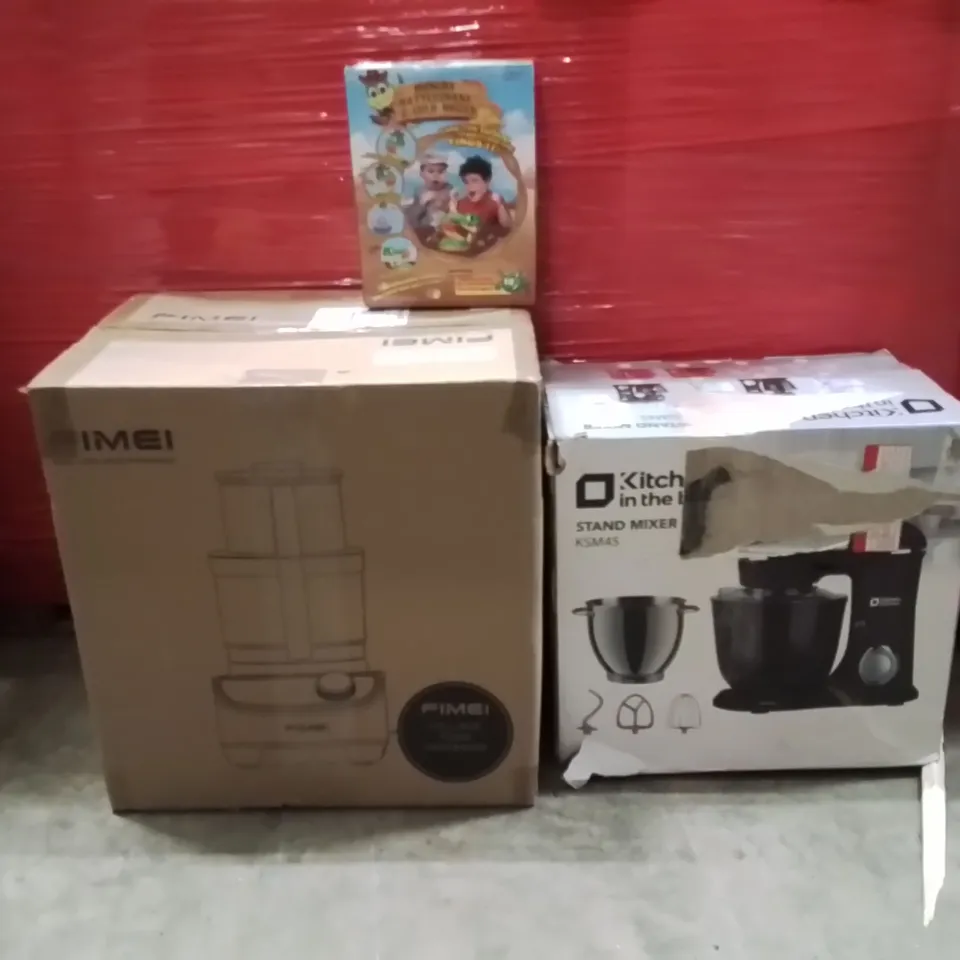 PALLET OF ASSORTED HOUSEHOLD GOODS AND PRODUCTS TO INCLUDE;FOOD PROCESSOR,STAND MIXER,RATTLESNAKE GAME