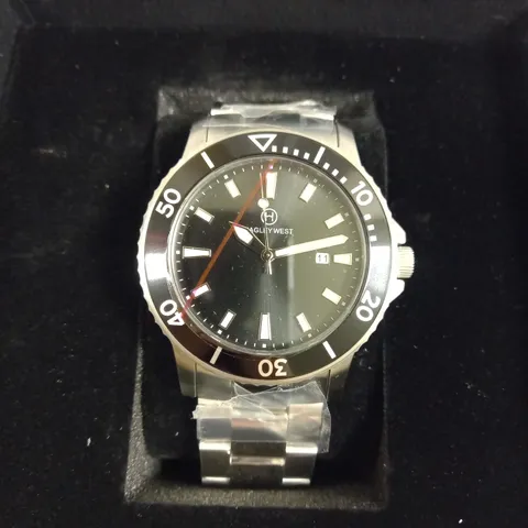 HAGLEY WEST BLACK DIAL SILVER BRACELET WRISTWATCH