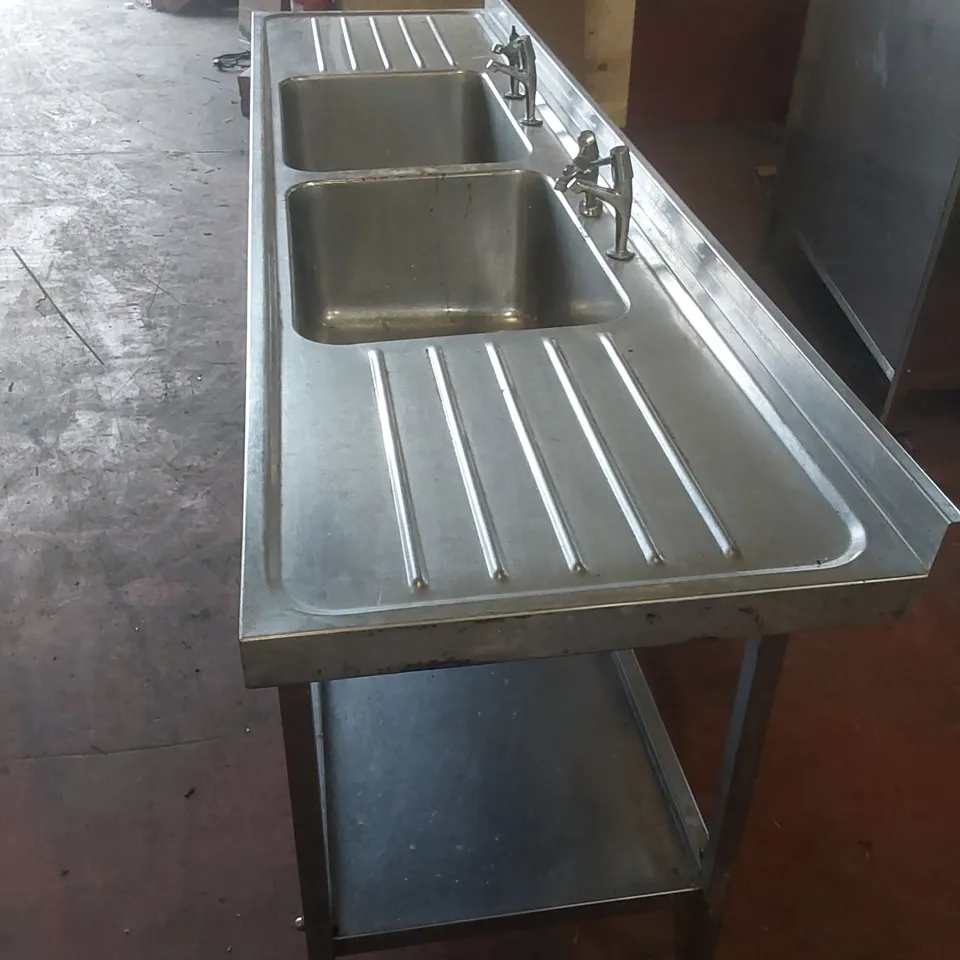 STAINLESS STEEL DOUBLE COMMERCIAL KITCHEN SINK UNIT