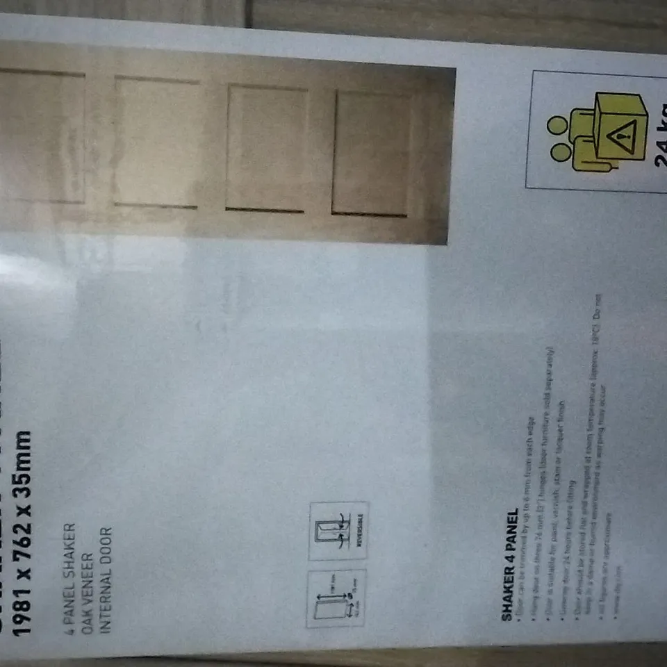 BRAND NEW SHAKER 4 PANEL,  1981 X 762 X 35MM, 4 PANEL SHAKER OAK VENEER INTERNAL DOOR 