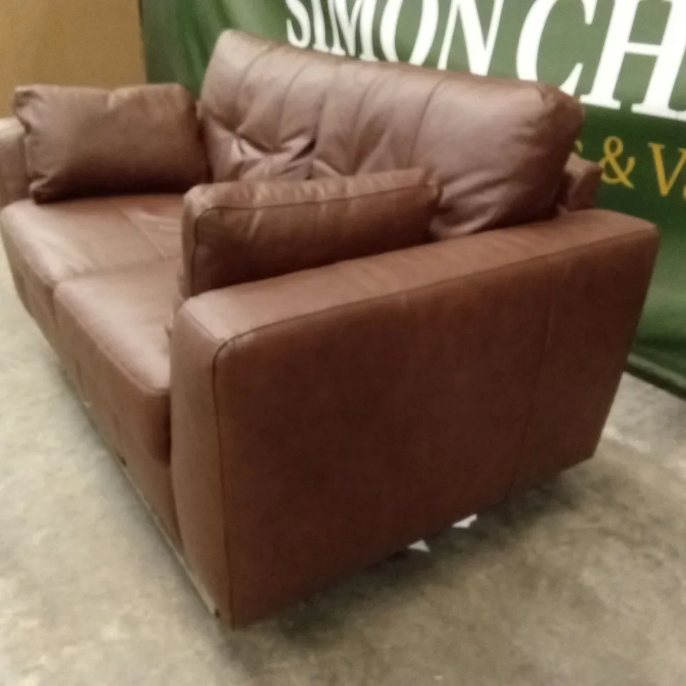 ARDEN ITALIAN LEATHER 2 SEATER SOFA - BROWN RRP £1299