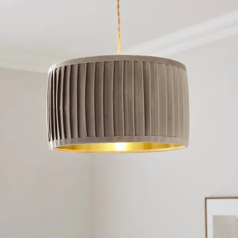 BOXED SAWYER PLEATED VELVET DRUM LAMP SHADE