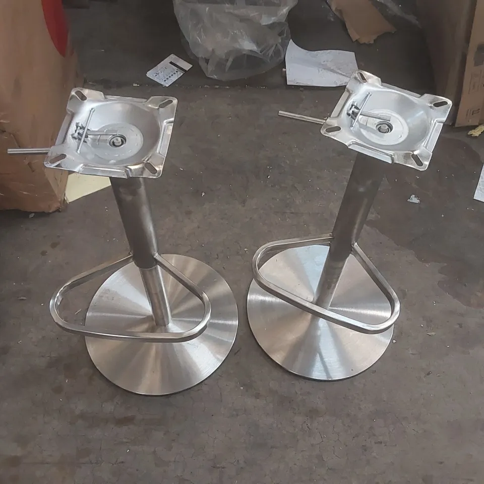 PAIR OF LUMOS DARK GREY FAUX LEATHER STAINLESS STEEL GAS LIFT BAR STOOLS