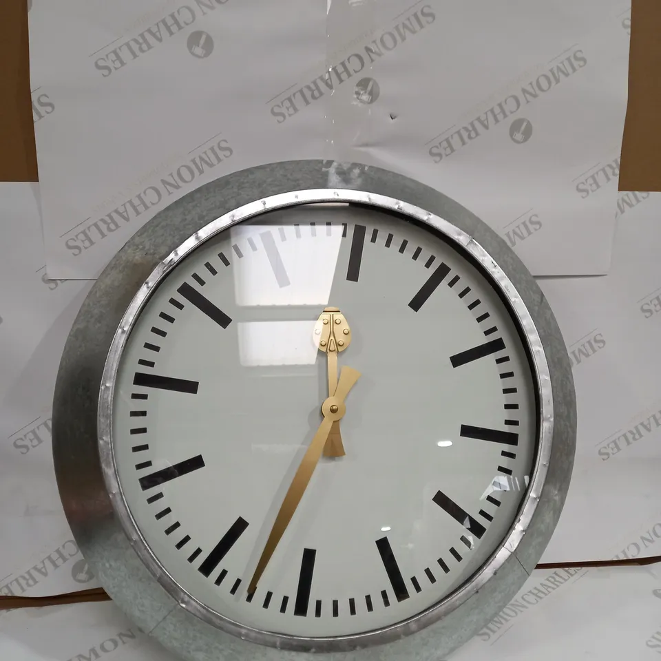 LARGE OUTDOOR GALVANISED STEEL CLOCK - WHITE FACE