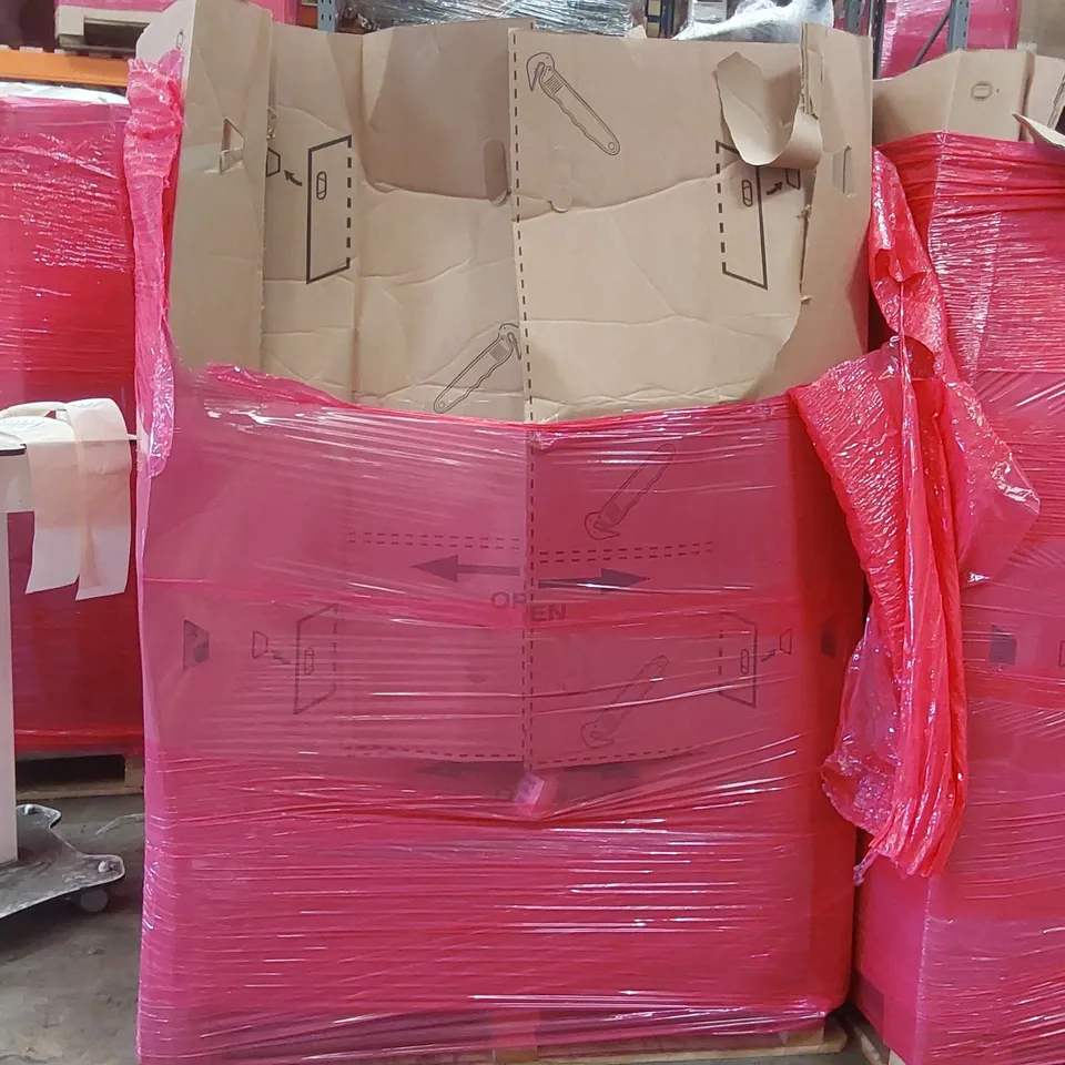 PALLET OF ASSORTED ITEMS TO INCLUDE: IRONING BOARD, HP KEYBOARD SET, COMPOST, A4 PAPER ECT